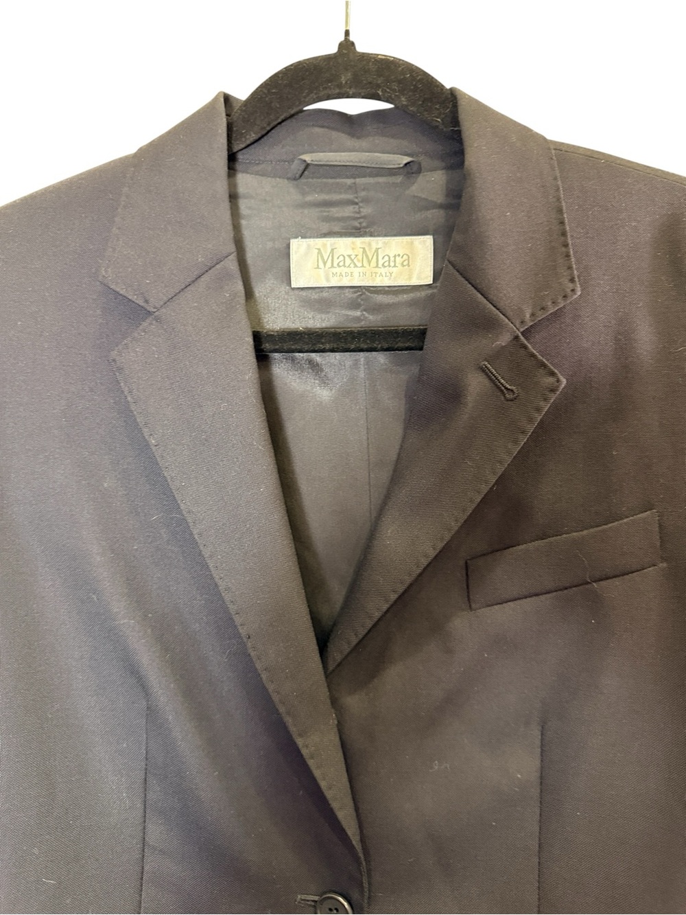 MaxMara Women’s Dark Navy Single-Button Minimalist Workwear Blazer sz 10 - Picture 2 of 16